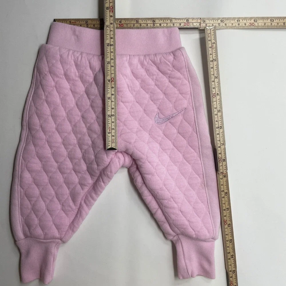 Nike Readyset Baby Girl Pink Quilted Snap Up Hoodie Jogger Set Cozy Sporty 12M